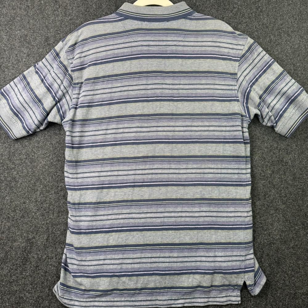Vintage Arnold Palmer Golf Polo Shirt Mens M Blue Striped Cotton Short Sleeve - Picture 6 of 6